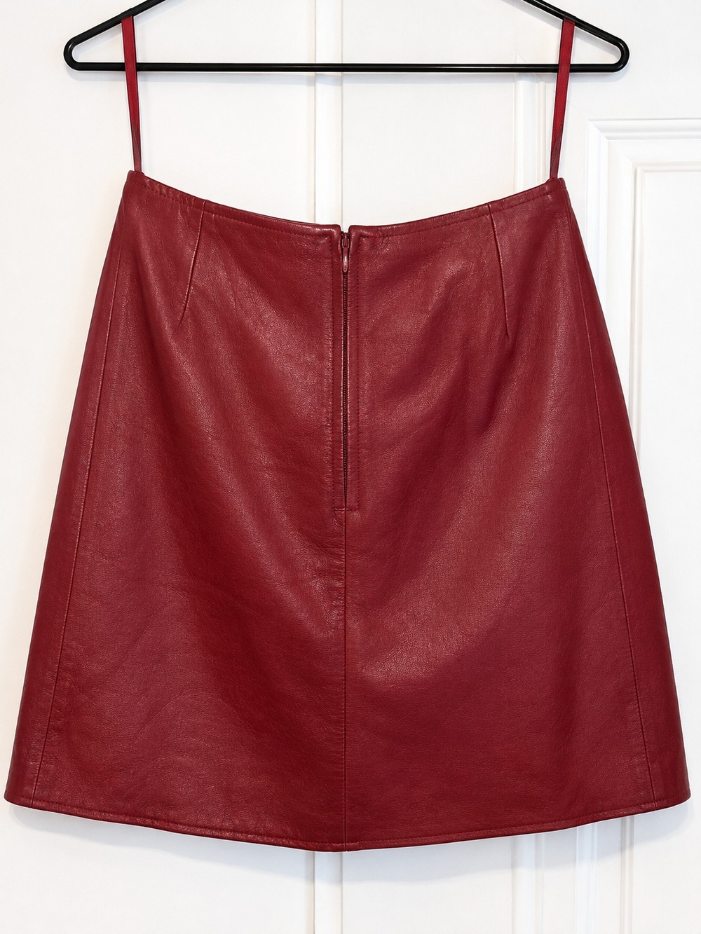 Red Faux Leather Mini Dress with Zip Front